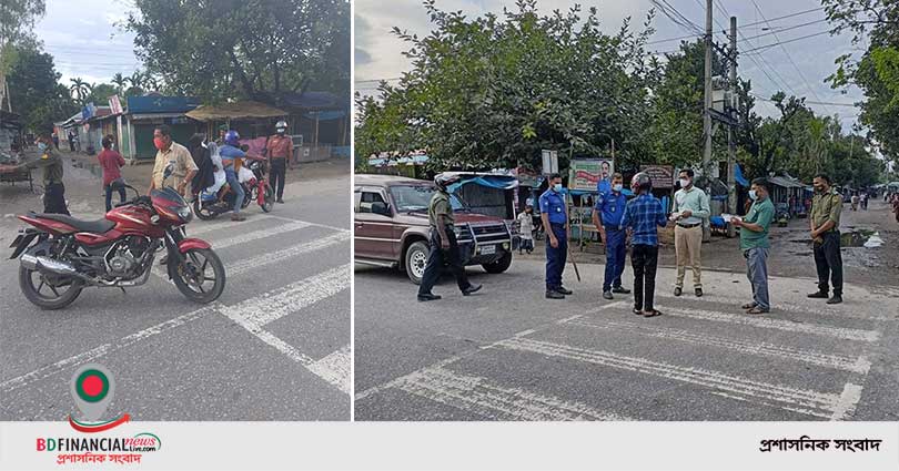 করোনার বিস্তার রোধে বিধি নিষেধ বাস্তবায়নে তেঁতুলিয়া উপজেলা প্রশাসনের অভিযান