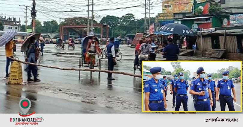 মানিকগঞ্জে লকডাউন বাস্তবায়নে মোড়ে মোড়ে ব্যারিকেড ও শহর ফাঁকা