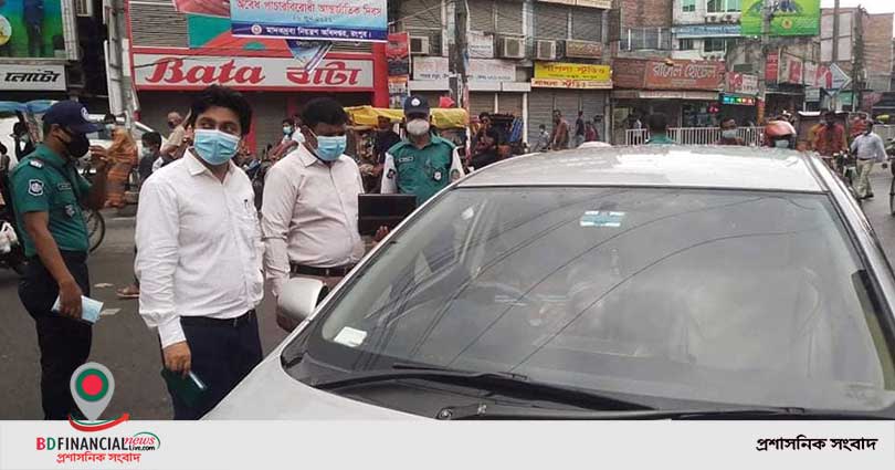 লকডাউন নিশ্চিতকরণে রংপুর জেলা প্রশাসনের মোবাইল কোর্ট